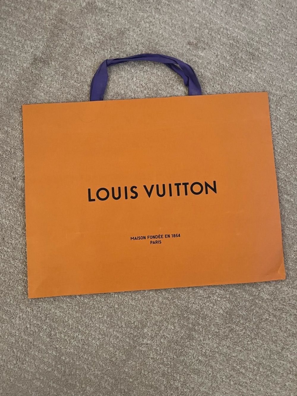 Louis Vuitton - LARGE - Orange Gift Bag with Purple Ribbon Handles